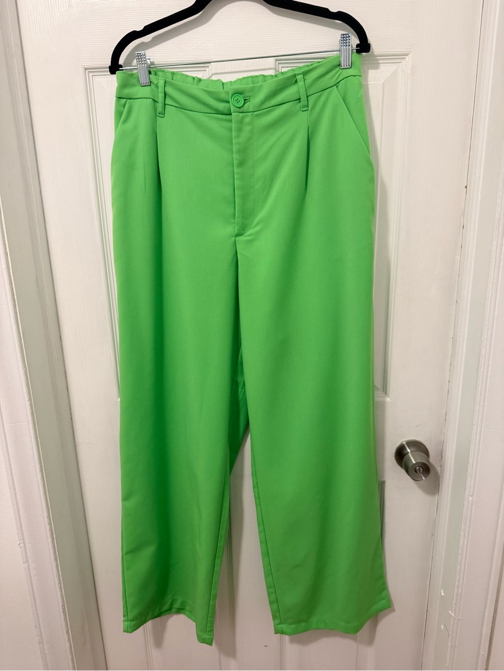 H&M bright green wide-leg tailored trousers